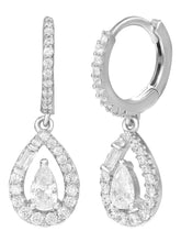 Peora Teardrop CZ Earrings - Silver