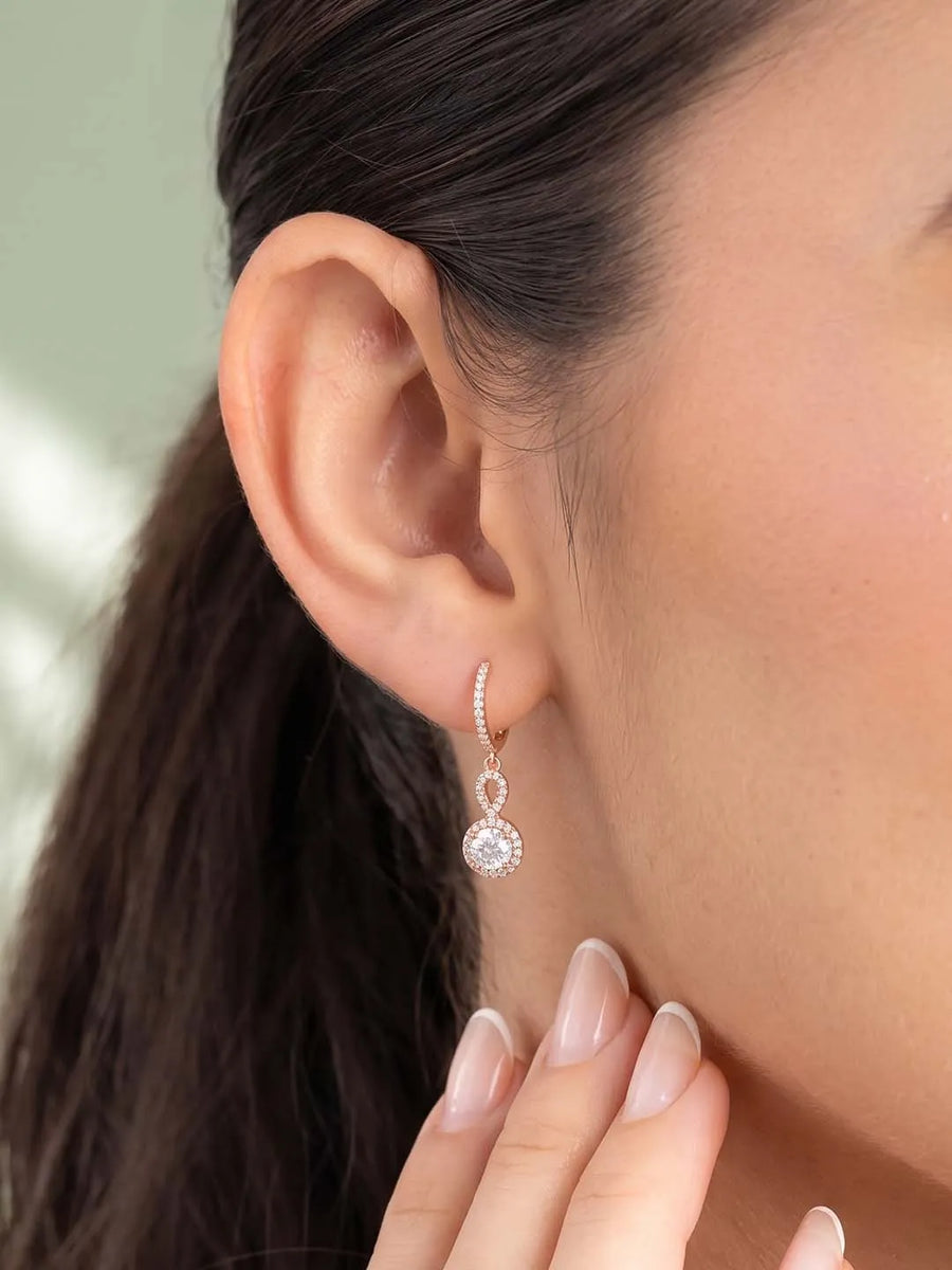 Peora Classic CZ Drop Earrings - Rose Gold