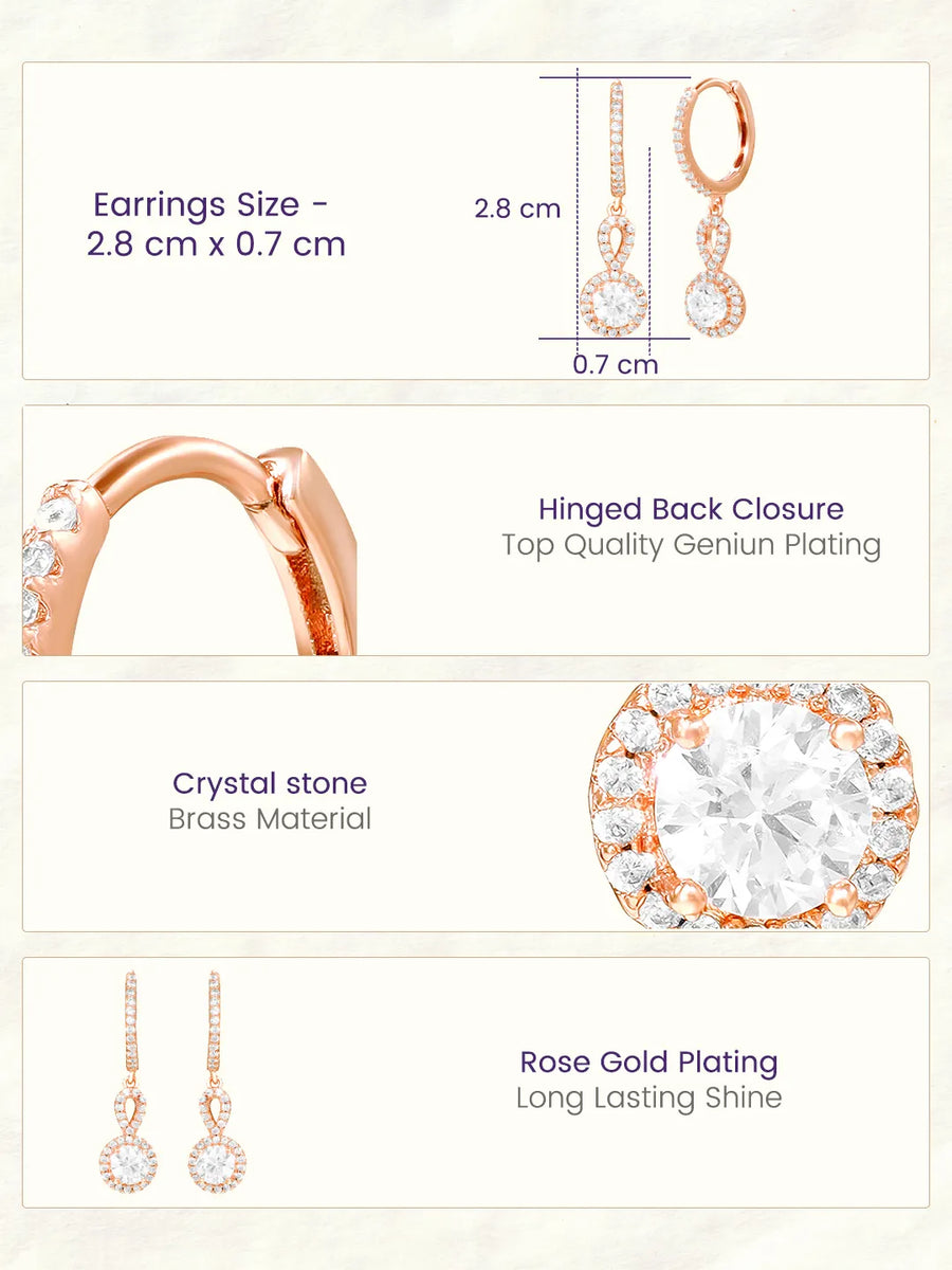 Peora Classic CZ Drop Earrings - Rose Gold
