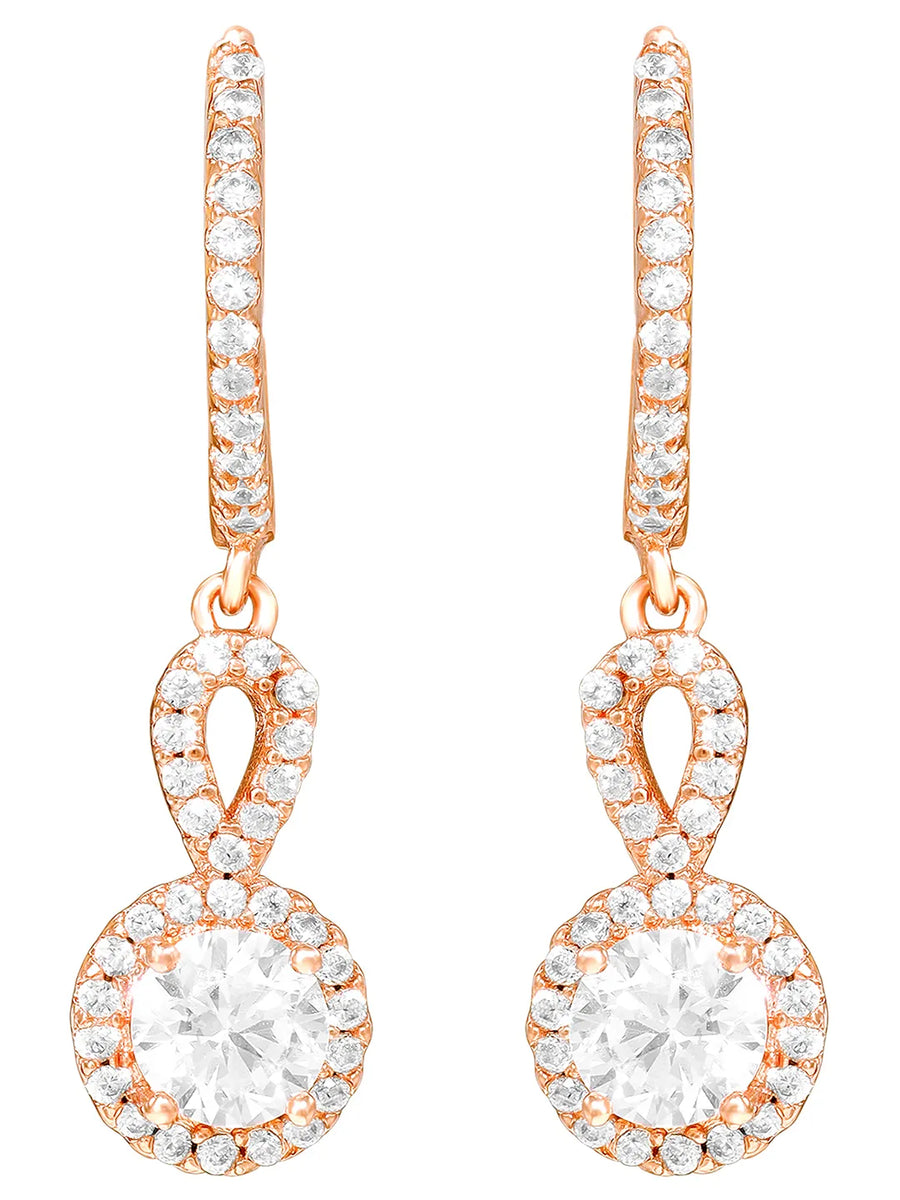 Peora Classic CZ Drop Earrings - Rose Gold