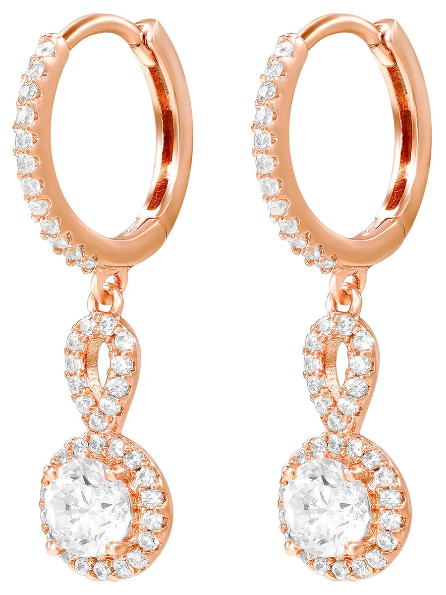 Peora Classic CZ Drop Earrings - Rose Gold