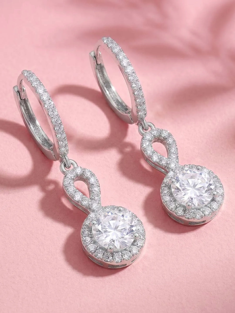 Peora Classic CZ Drop Earrings - Silver