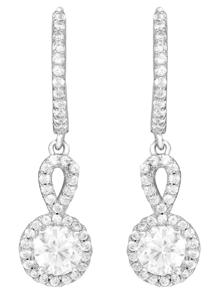 Peora Classic CZ Drop Earrings - Silver