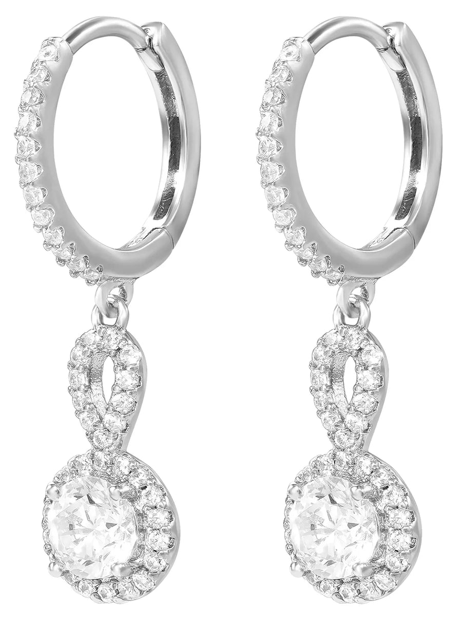 Peora Classic CZ Drop Earrings - Silver