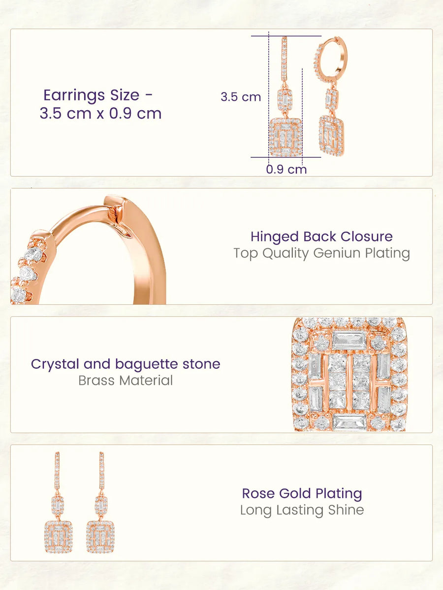 Peora Crystal Dangle Earrings - Rose Gold