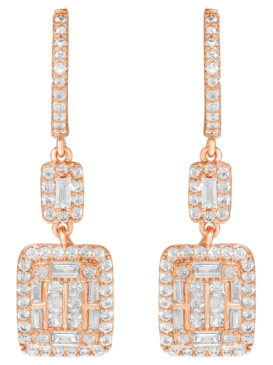 Peora Crystal Dangle Earrings - Rose Gold
