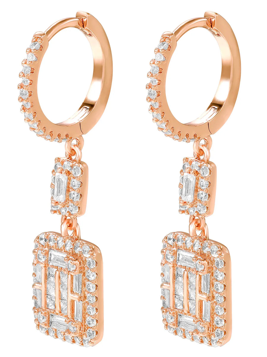 Peora Crystal Dangle Earrings - Rose Gold