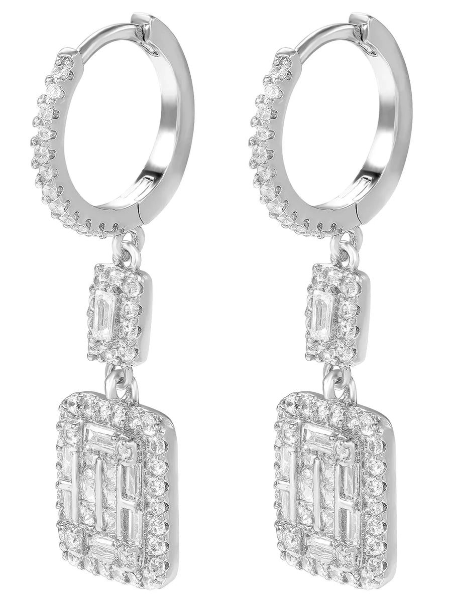 Peora Crystal Dangle Earrings - Silver