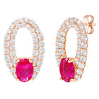 Peora Elegant Ruby Hoop Earrings - Rose Gold