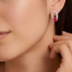 Peora Elegant Ruby Hoop Earrings - Rose Gold