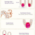 Peora Elegant Ruby Hoop Earrings - Rose Gold