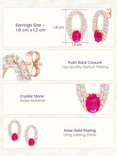 Peora Elegant Ruby Hoop Earrings - Rose Gold