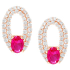 Peora Elegant Ruby Hoop Earrings - Rose Gold
