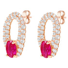 Peora Elegant Ruby Hoop Earrings - Rose Gold