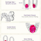 Peora Elegant Ruby Hoop Earrings - Silver