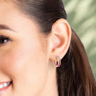 Peora Rose Gold Plated Rainbow CZ Hoop Earrings