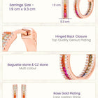 Peora Rose Gold Plated Rainbow CZ Hoop Earrings