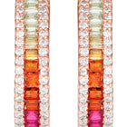 Peora Rose Gold Plated Rainbow CZ Hoop Earrings