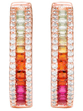 Peora Rainbow CZ Hoop Earrings - Rose Gold