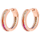 Peora Rose Gold Plated Rainbow CZ Hoop Earrings