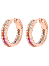 Peora Rainbow CZ Hoop Earrings - Rose Gold