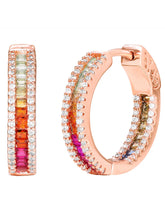 Peora Rainbow CZ Hoop Earrings - Rose Gold