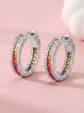Peora Rainbow CZ Hoop Earrings - Silver