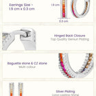 Peora Rhodium Plated Rainbow CZ Hoop Earrings