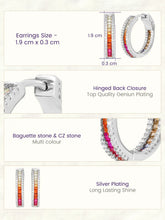 Peora Rainbow CZ Hoop Earrings - Silver