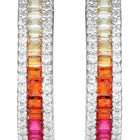 Peora Rhodium Plated Rainbow CZ Hoop Earrings