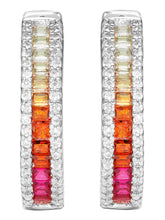 Peora Rainbow CZ Hoop Earrings - Silver