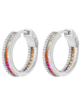 Peora Rainbow CZ Hoop Earrings - Silver