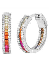 Peora Rainbow CZ Hoop Earrings - Silver