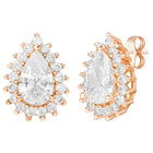 Peora Oval Daisy Stud Earrings - Rose Gold