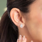Peora Oval Daisy Stud Earrings - Rose Gold
