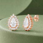 Peora Oval Daisy Stud Earrings - Rose Gold