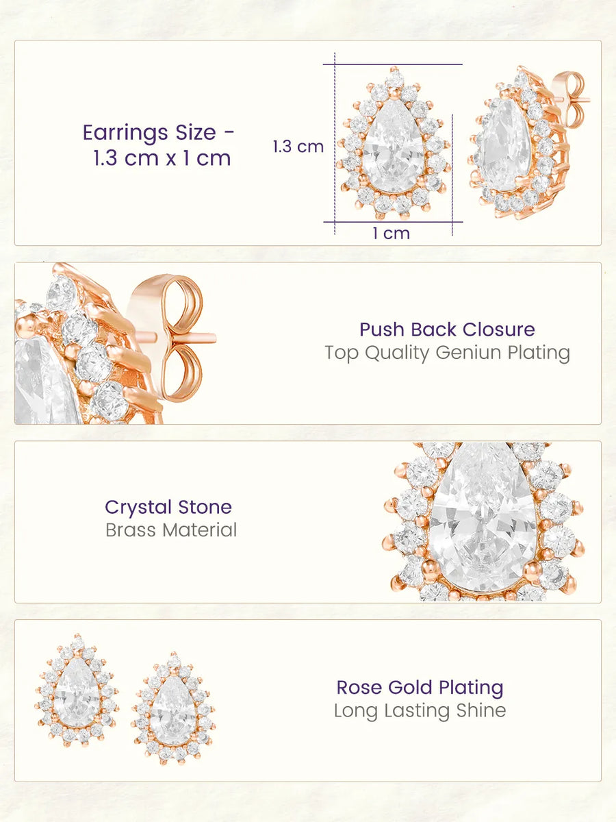 Peora Oval Daisy Stud Earrings - Rose Gold