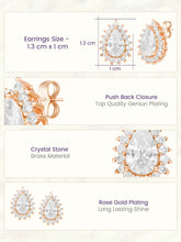 Peora Oval Daisy Stud Earrings - Rose Gold