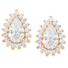 Peora Oval Daisy Stud Earrings - Rose Gold