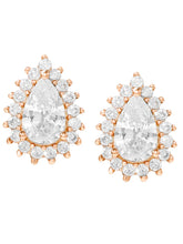 Peora Oval Daisy Stud Earrings - Rose Gold