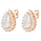 Peora Oval Daisy Stud Earrings - Rose Gold
