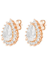 Peora Oval Daisy Stud Earrings - Rose Gold