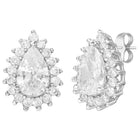 Peora Oval Daisy Stud Earrings - Silver