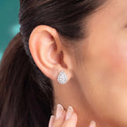 Peora Oval Daisy Stud Earrings - Silver