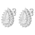 Peora Oval Daisy Stud Earrings - Silver
