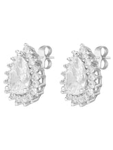 Peora Oval Daisy Stud Earrings - Silver