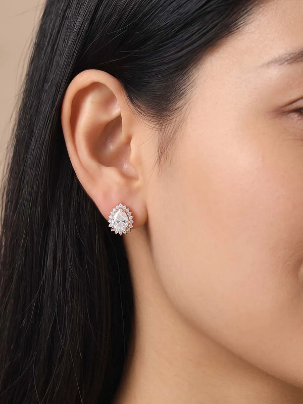Peora Oval Blossom Stud Earrings - Rose Gold