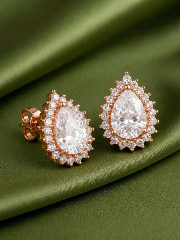 Peora Oval Blossom Stud Earrings - Rose Gold