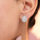 Peora Oval Blossom Stud Earrings - Silver