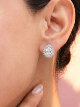 Peora Oval Blossom Stud Earrings - Silver